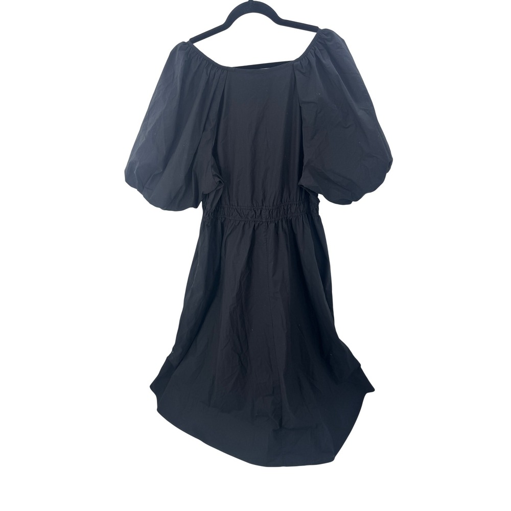 Banana Republic Fit & Flare Dress Size XL Black Scoop Neck Puff Sleeve Cotton - Picture 5 of 10